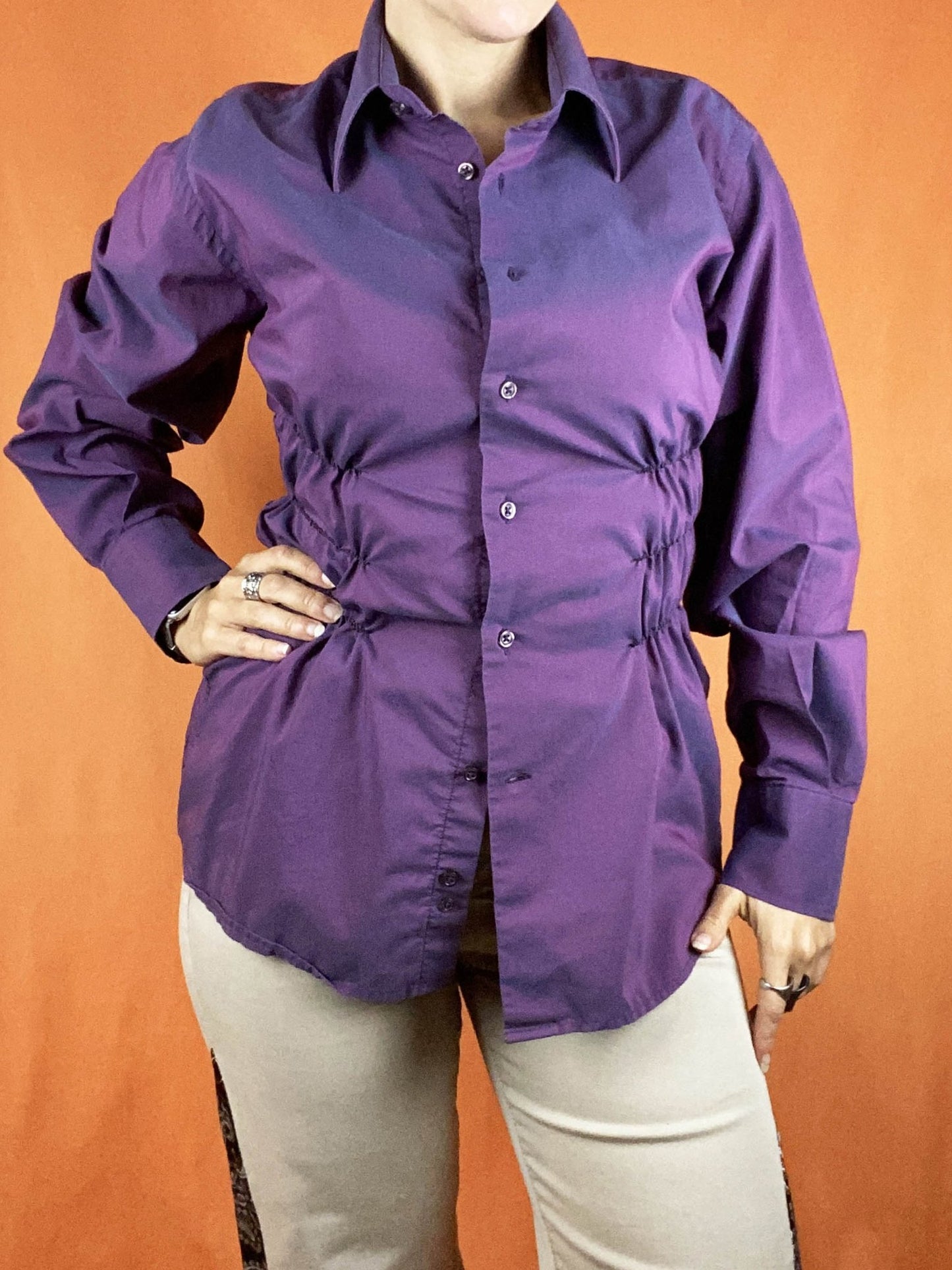 Chemise à smocks upcyclée Cerrer Violet Femme L - Trésor