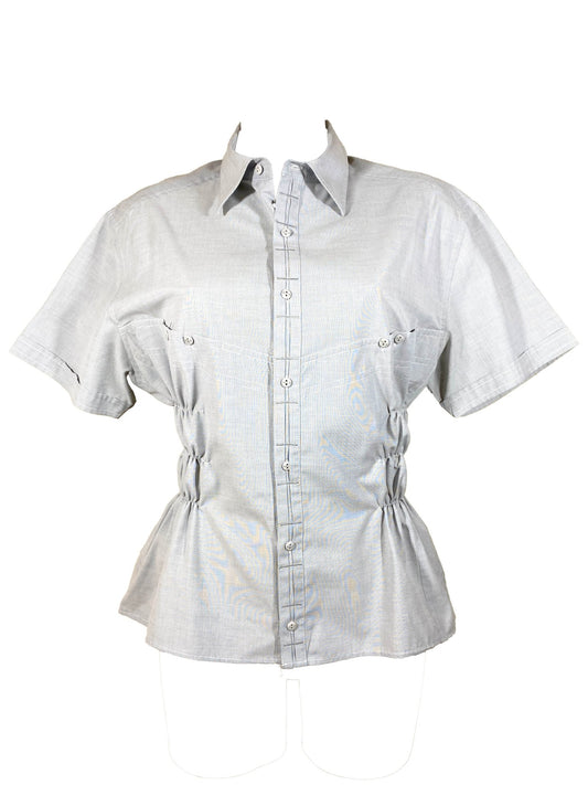 Chemise à smocks upcyclée Frederic Homs Gris Femme M - Trésor