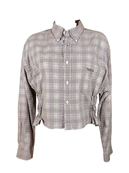 Chemise à smocks upcyclée Mise au Green Violette femme XL - Trésor