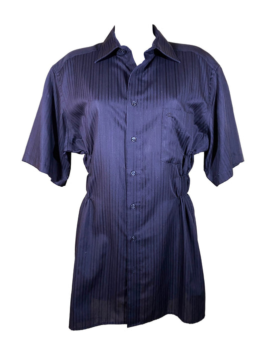Chemise à smocks upcyclée Olymp Noir Femme XL - Trésor