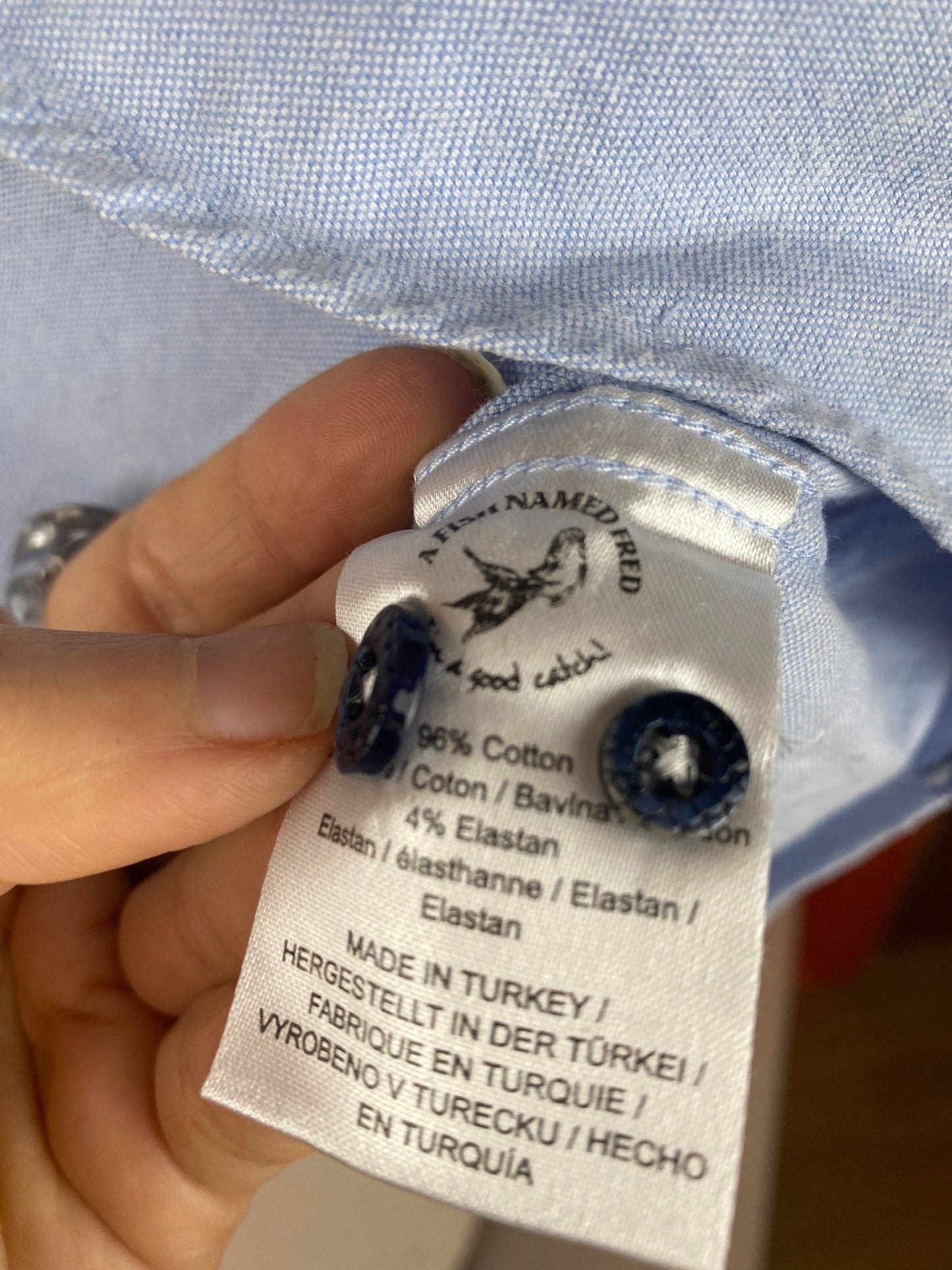Chemise bleue « A fish Named Fred » homme M - Trésor