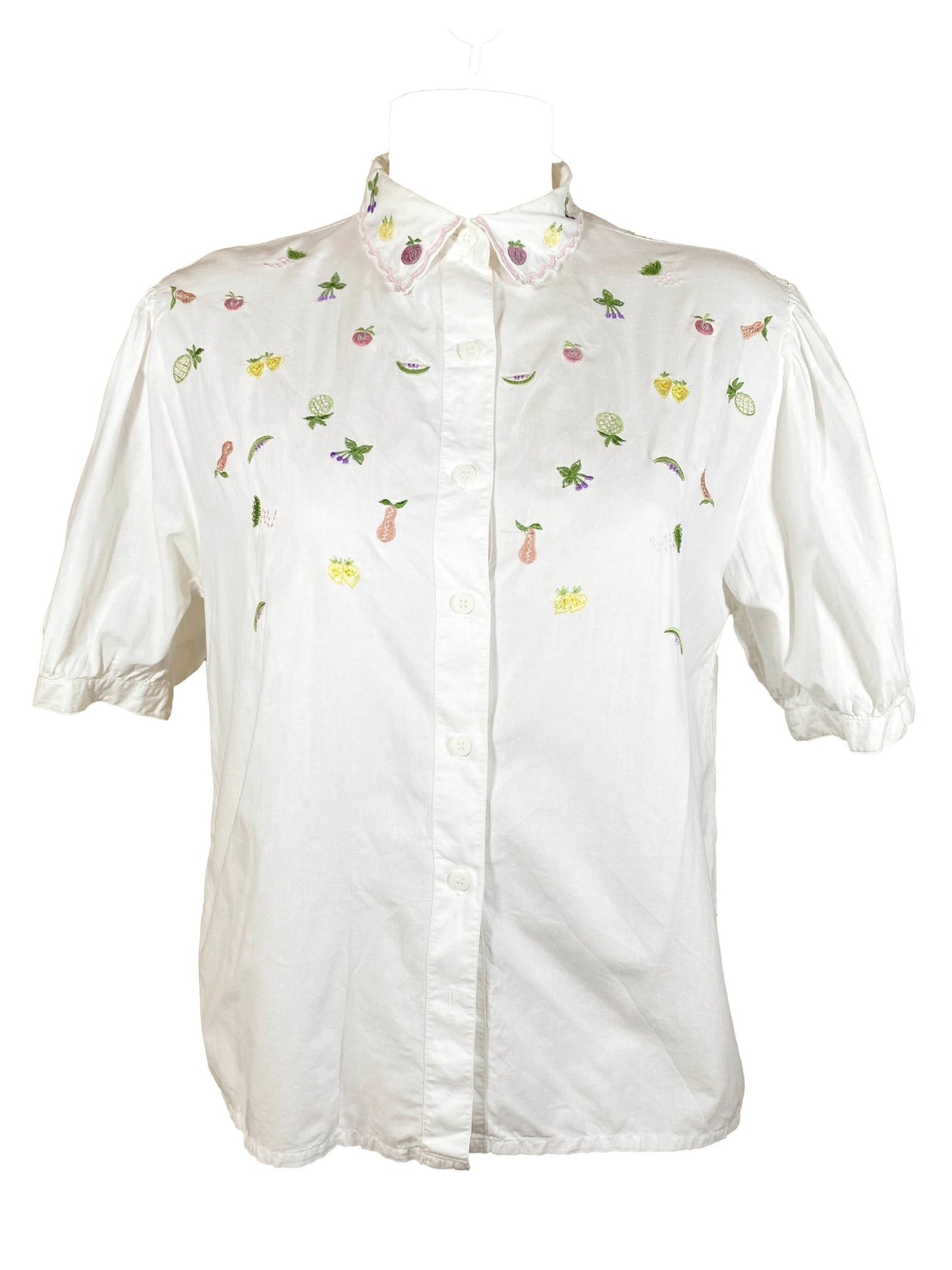 Chemise brodée vintage fruits Jac Jac Blanc Femme M - Trésor - mode circulaire