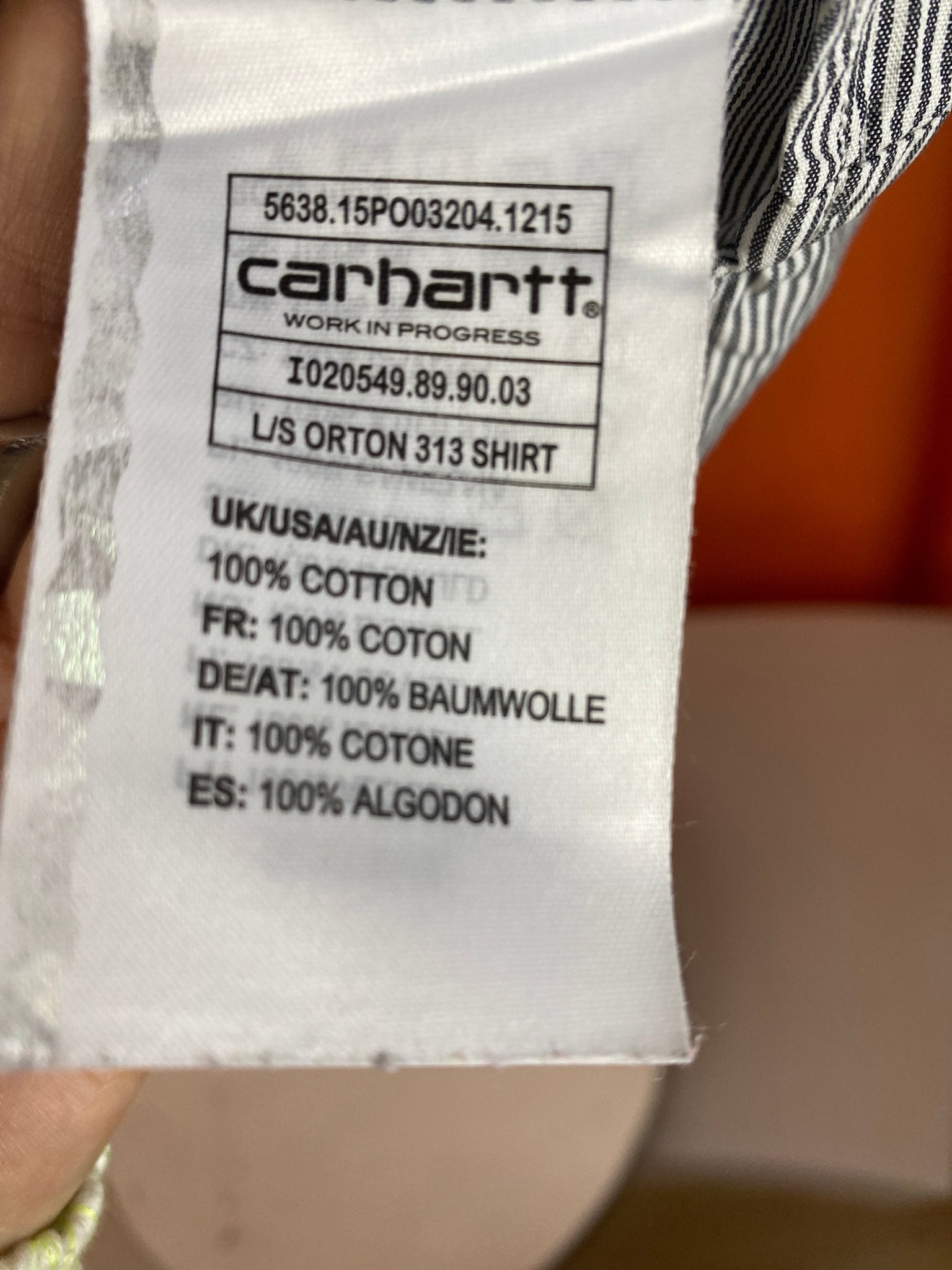 Chemise Carhartt bleu/gris et blanc homme S - Trésor