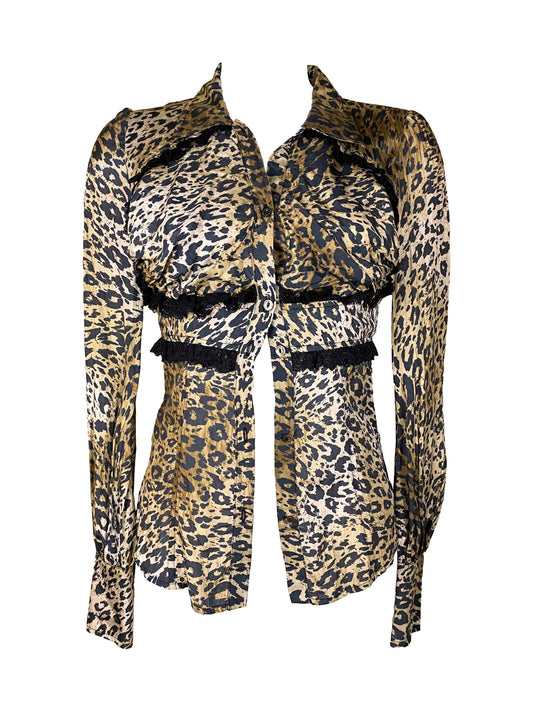 Chemise léopard soie Giardino privato XXS - Trésor