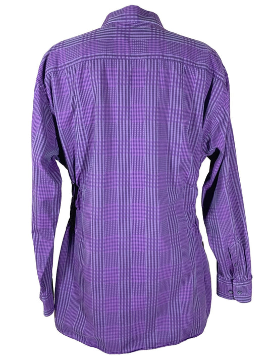 Chemise longue à smocks upcyclée Pierre Cardin Violet XXL - Trésor - mode circulaire
