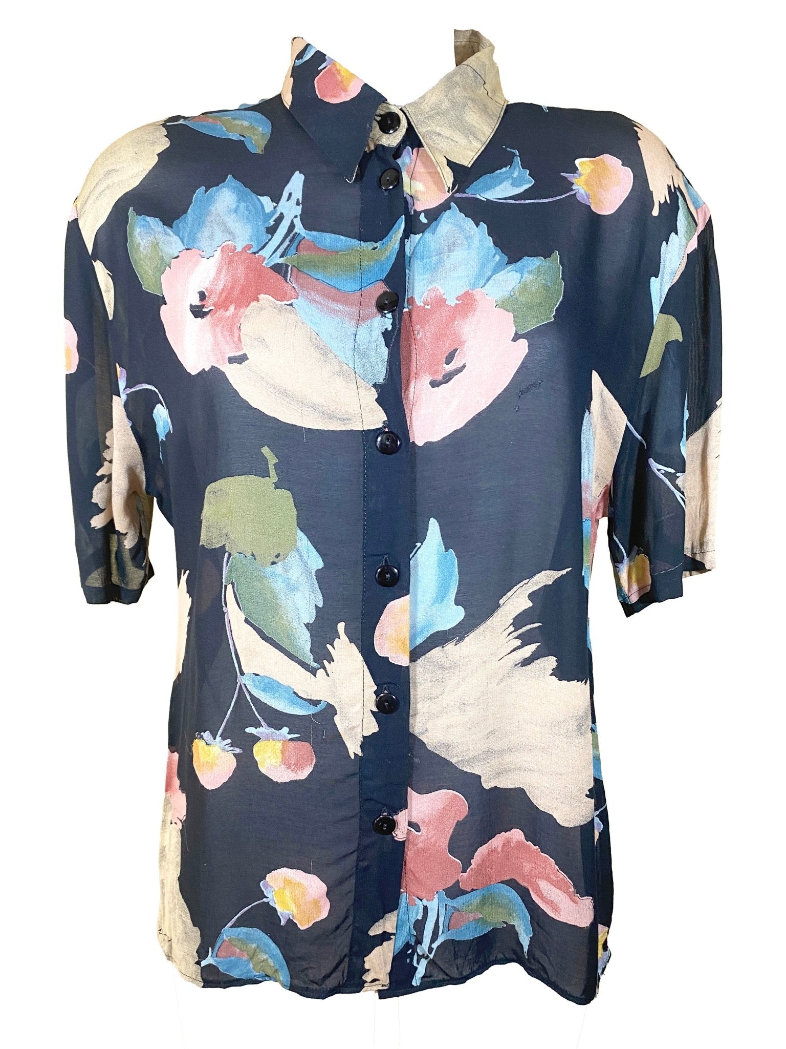 Chemise manches courtes vintage Symphonie Multicolore Femme L - Trésor - mode circulaire