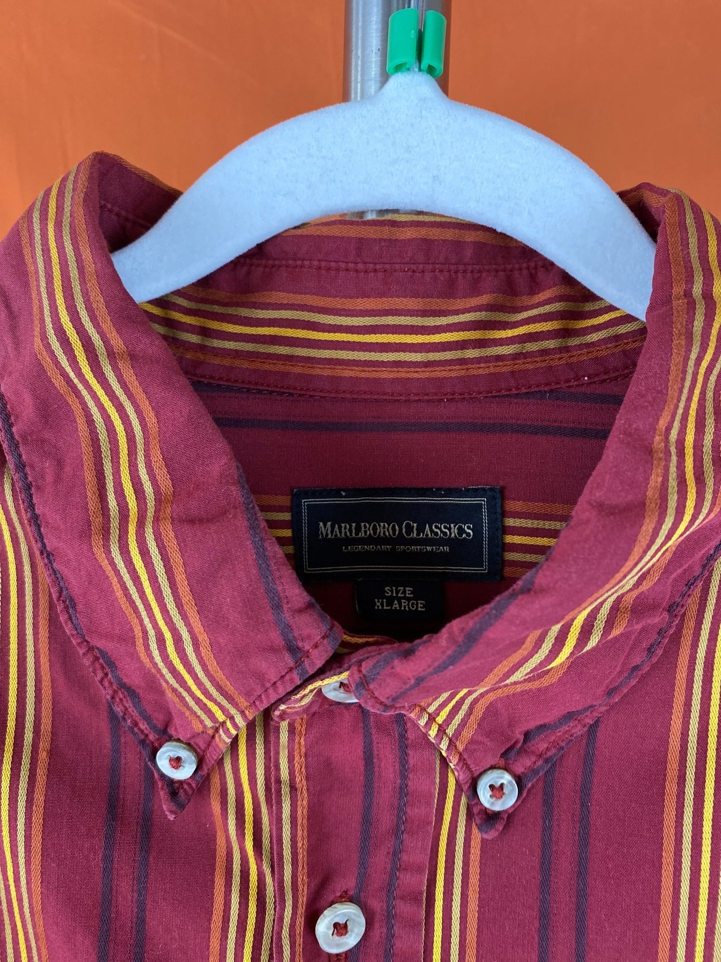 Chemise vintage rouge rayée Marlboro Classics homme XL - Trésor