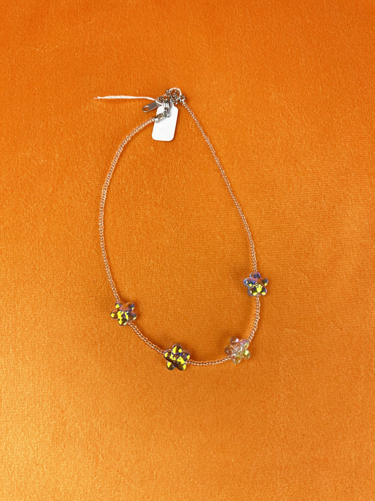 Collier Perles Fleurs Bleu Femme - Trésor
