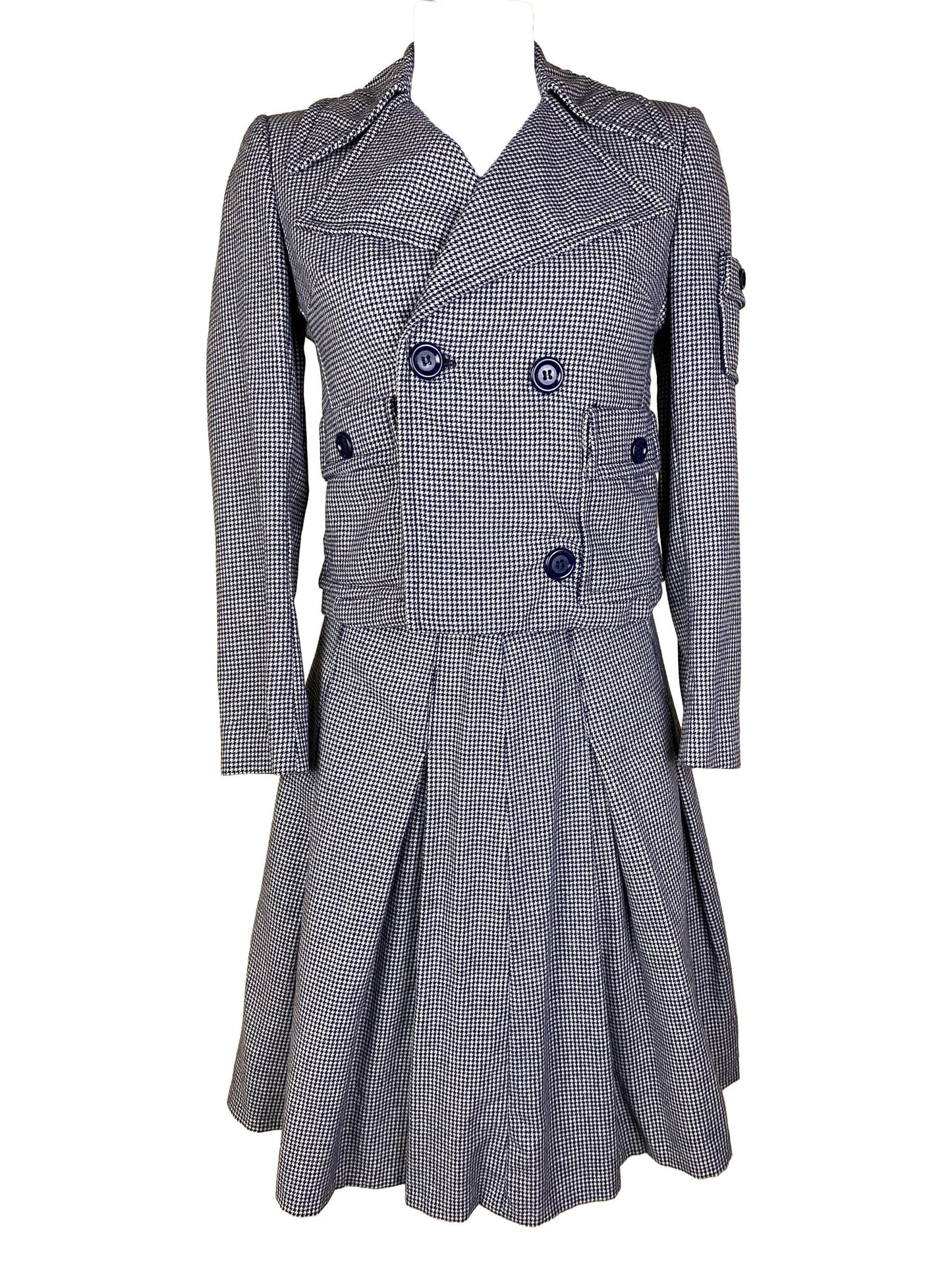 Ensemble jupe/blazer Pieds de poule vintage Noir - bleu Femme XS - Trésor