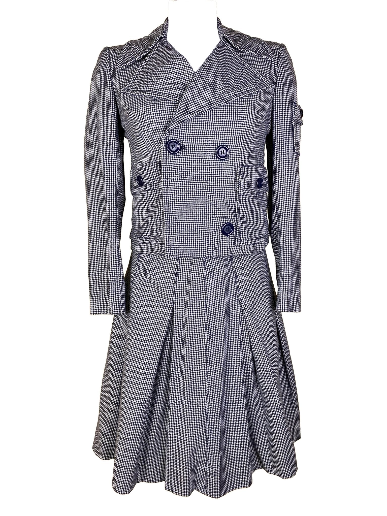 Ensemble jupe/blazer Pieds de poule vintage Noir - bleu Femme XS - Trésor