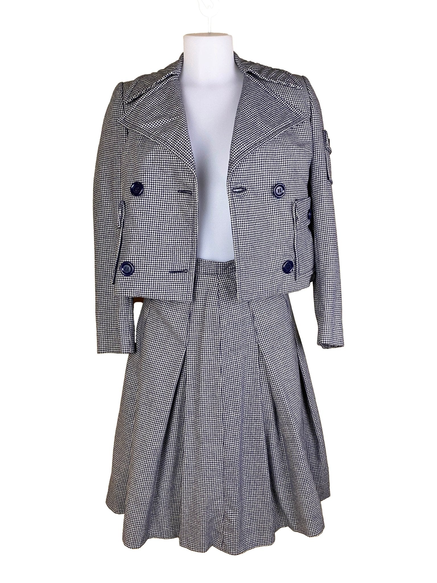 Ensemble jupe/blazer Pieds de poule vintage Noir - bleu Femme XS - Trésor