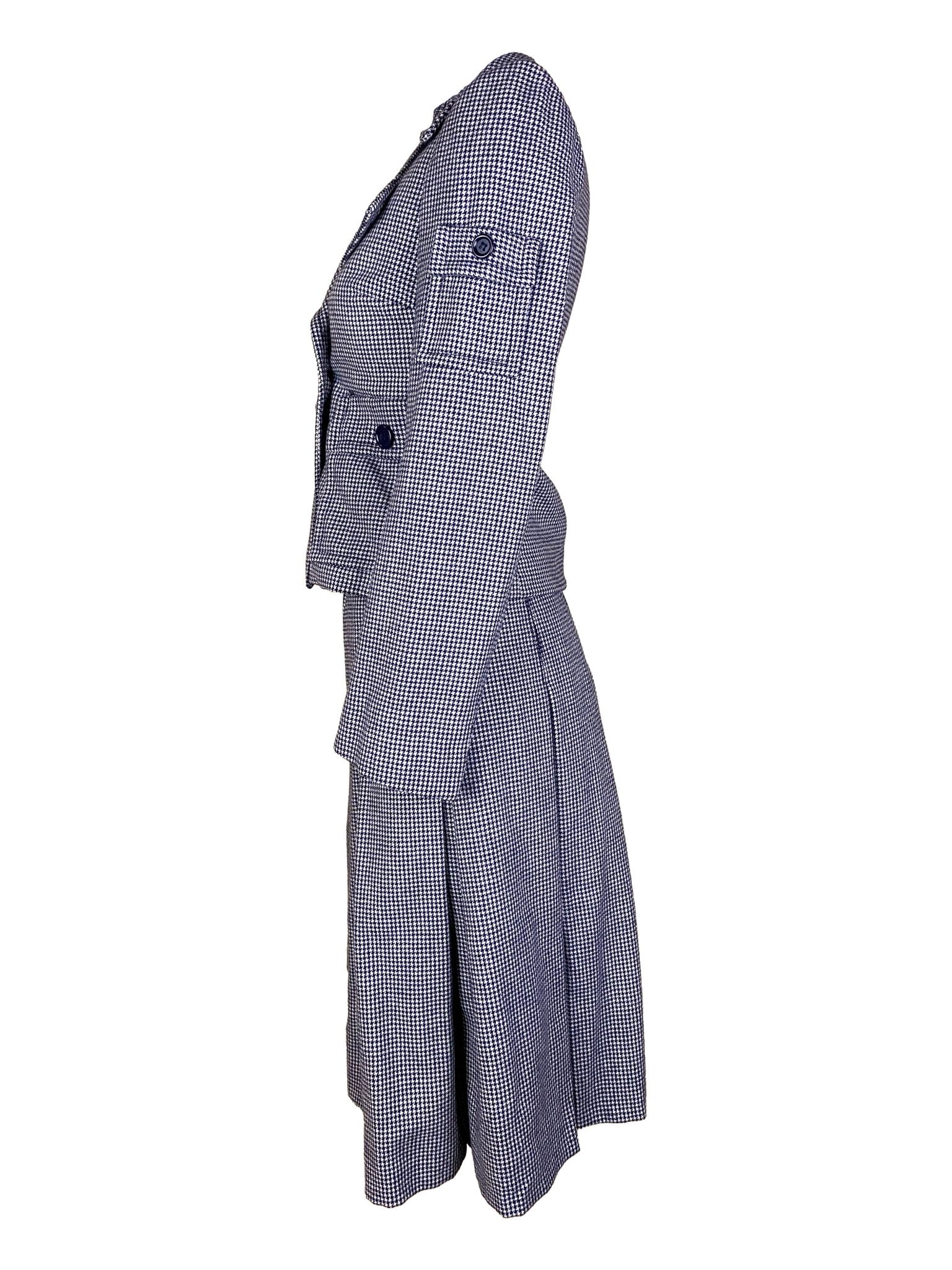 Ensemble jupe/blazer Pieds de poule vintage Noir - bleu Femme XS - Trésor