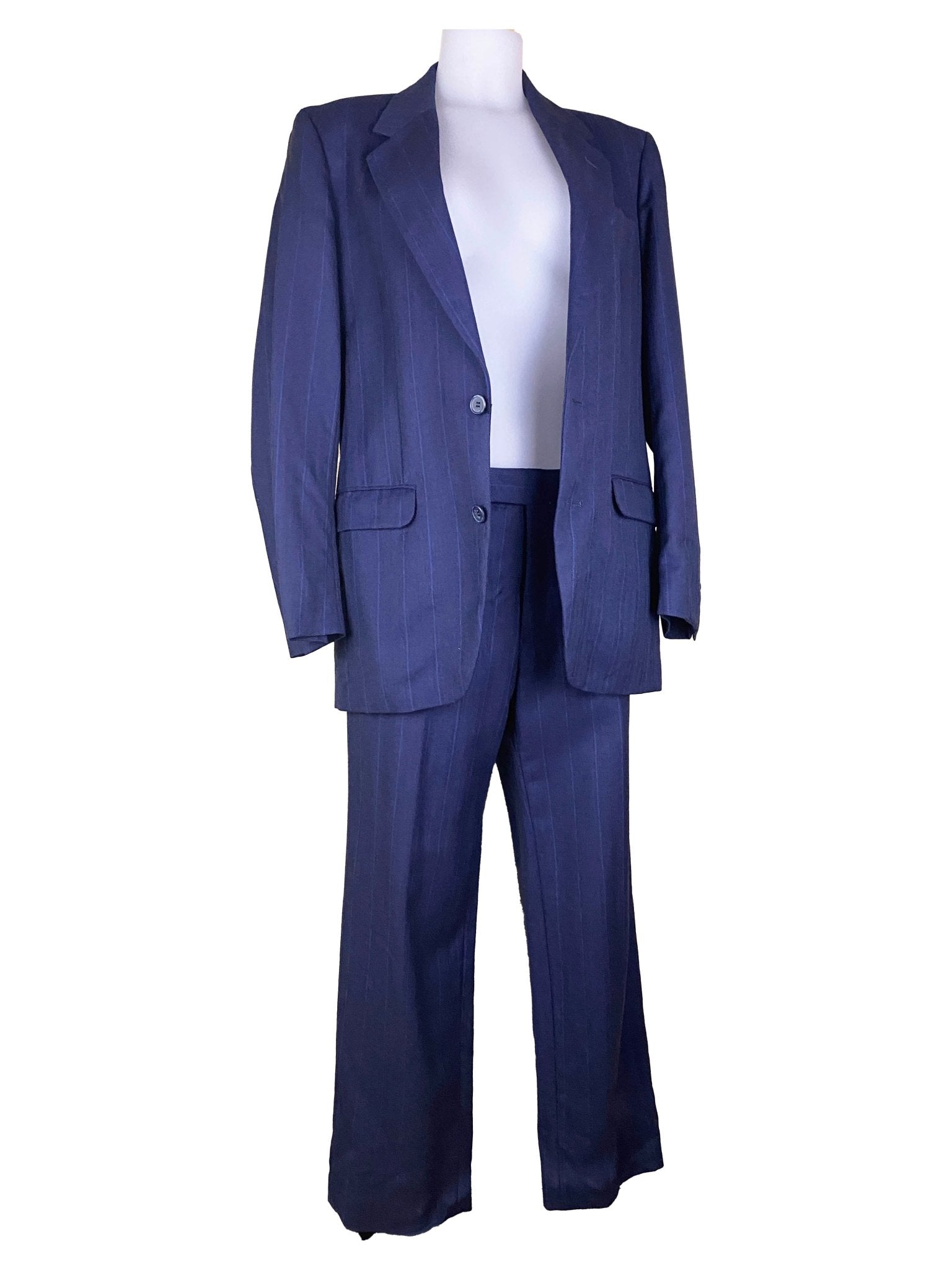 Ensemble pantalon/blazer Vintage laine vierge Bleu Femme M - Trésor