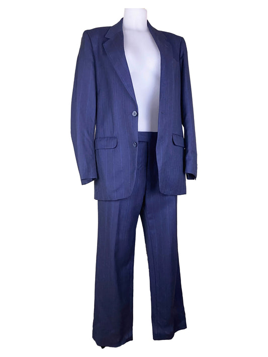 Ensemble pantalon/blazer Vintage laine vierge Bleu Femme M - Trésor