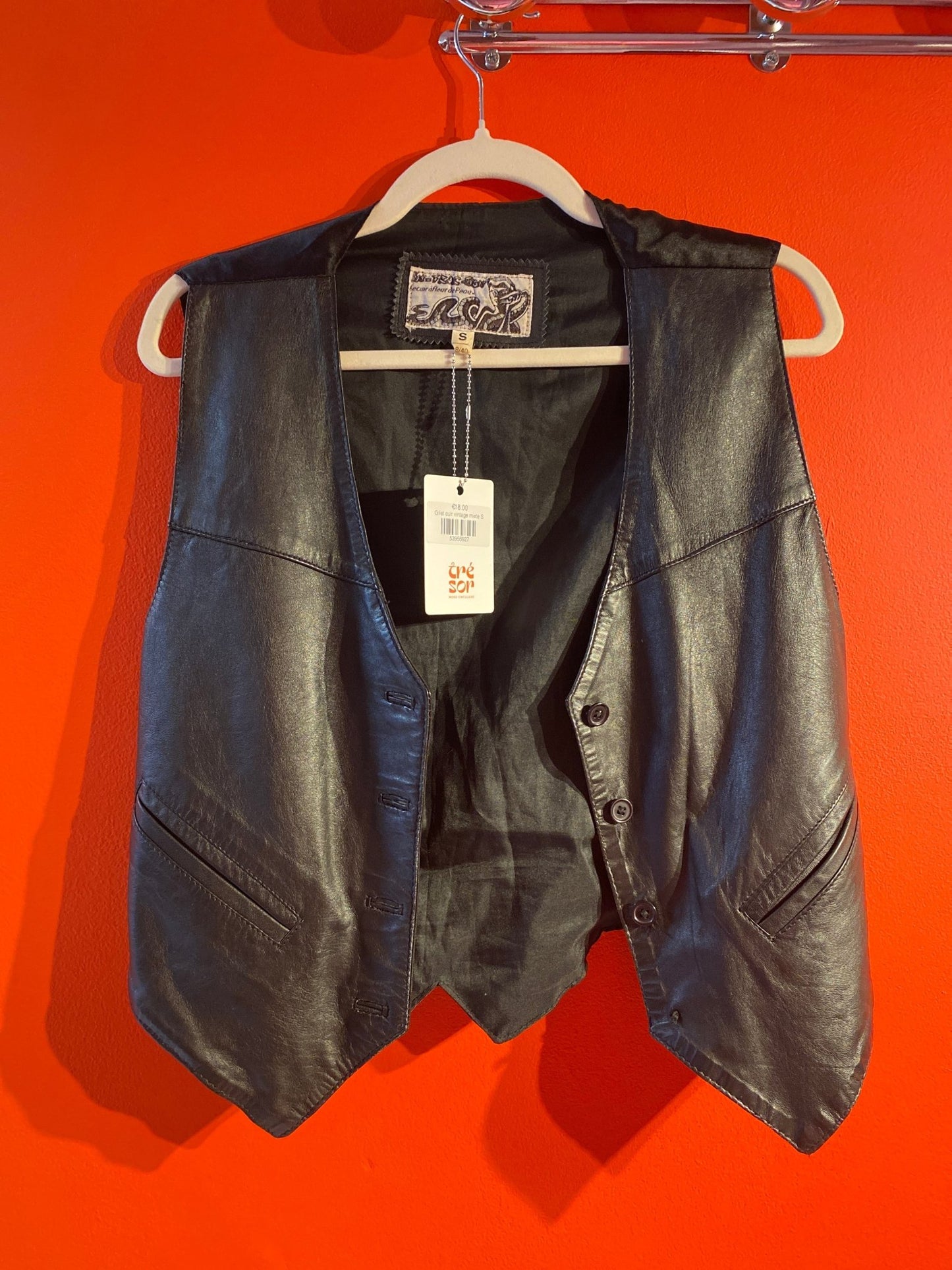 Gilet cuir vintage mixte S - Trésor