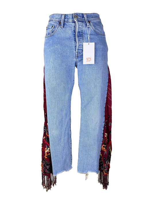 Jean flare upcyclé 7/8 "Hendrix" Levi’s - 501 Bleu Femme XS - Trésor