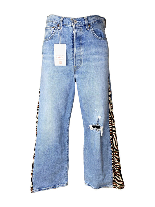 Jean flare upcyclé 7/8 "Hendrix" Levi’s - ribcage Bleu Femme L - Trésor