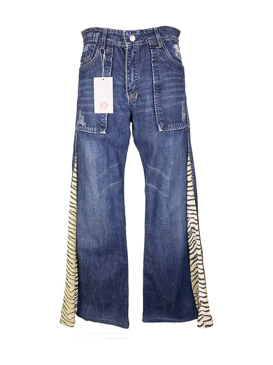 Jean flare upcyclé "Hendrix" Bleu Femme XS - Trésor