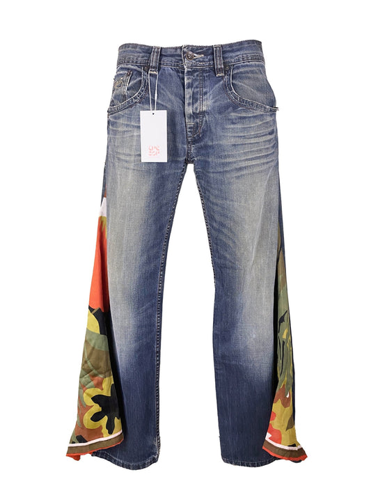 Jean flare upcyclé "Hendrix" Bleu Kaporal vintage XL - Trésor