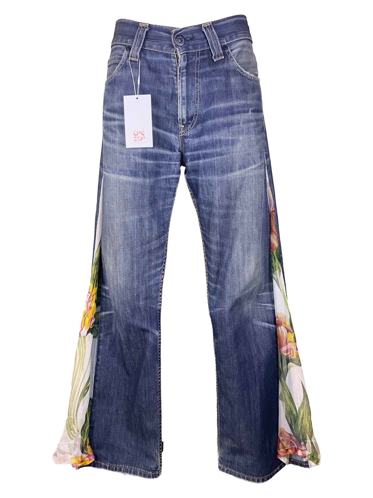 Jean flare upcyclé "Hendrix" Levi's 506 Vert Femme XL - Trésor