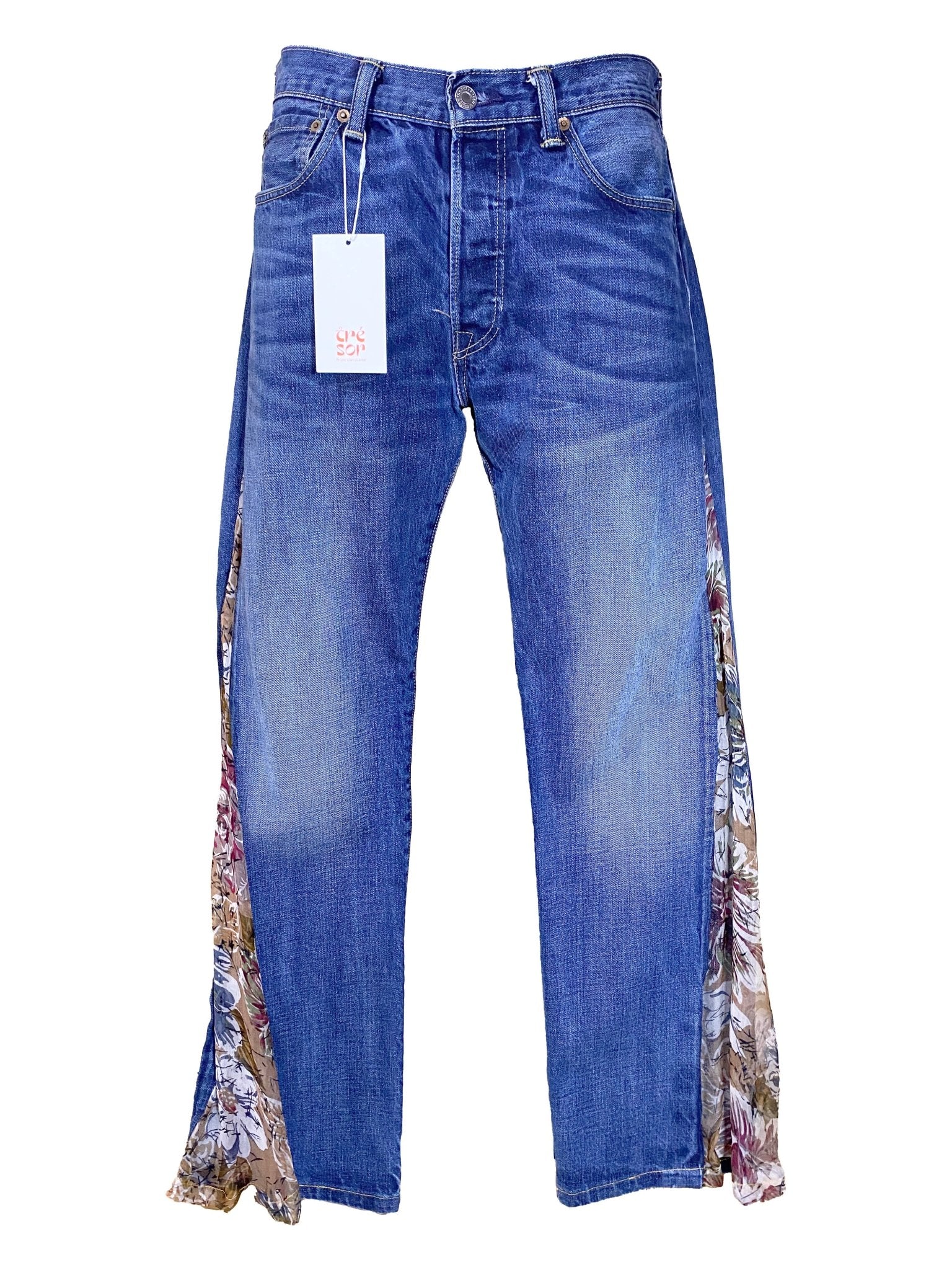 Jean flare upcyclé Levi's 501 Bleu Femme L - Trésor