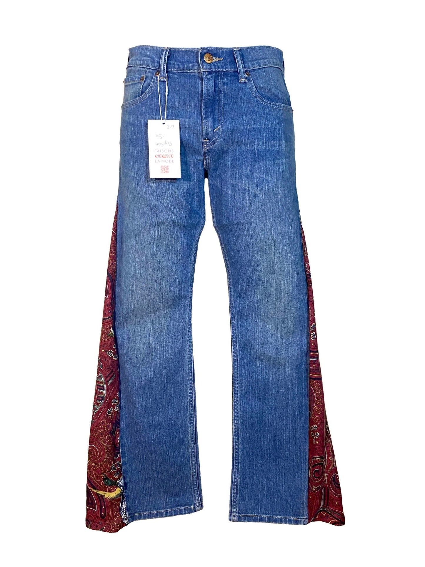 Jean flare upcyclé Levi’s - 511 Bleu Femme UPCYCLING S - Trésor - mode circulaire