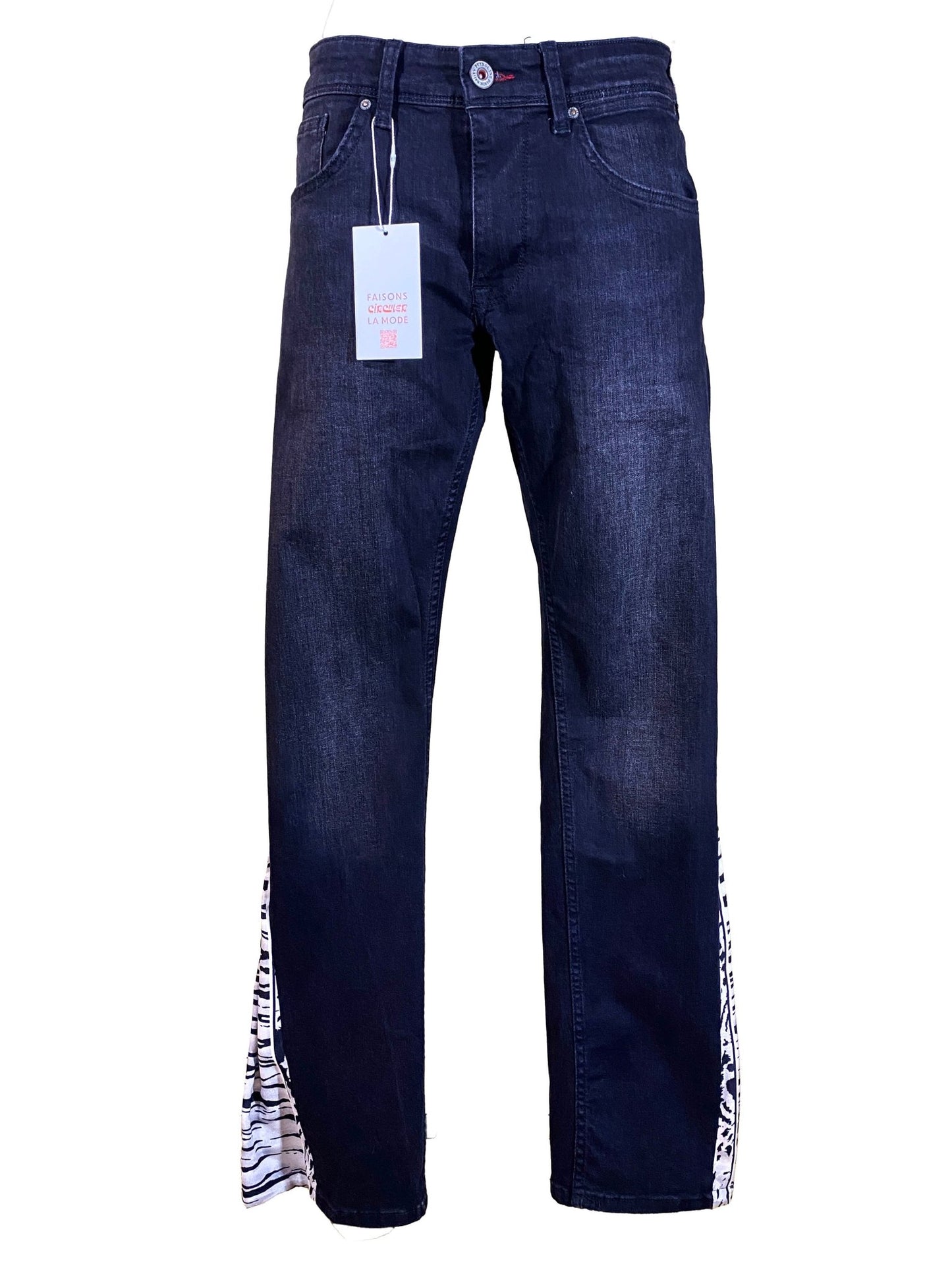 Jean flare upcyclé Petrol Noir Femme L - Trésor