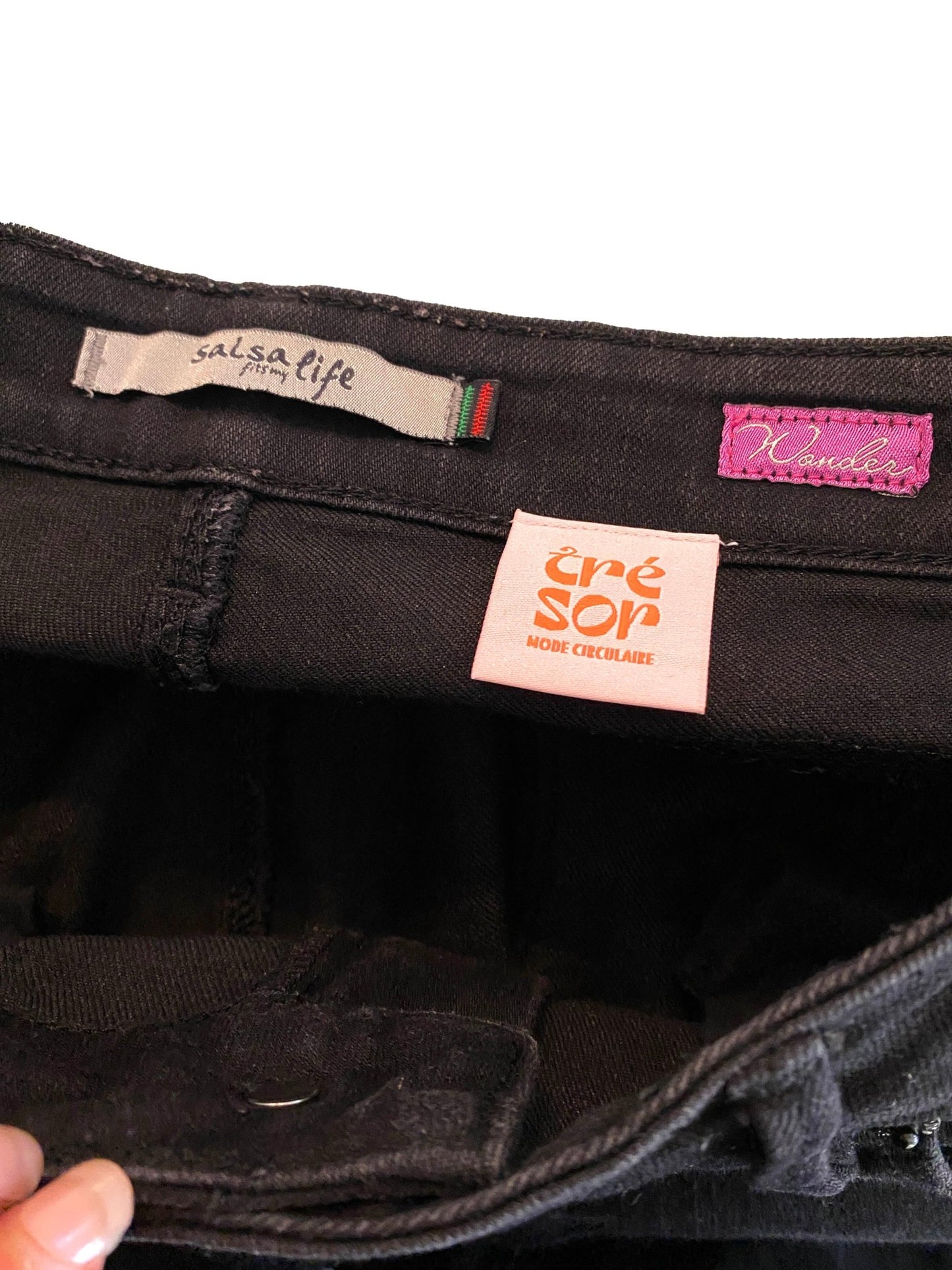 Jean flare upcyclé Salsa Noir Femme S - Trésor