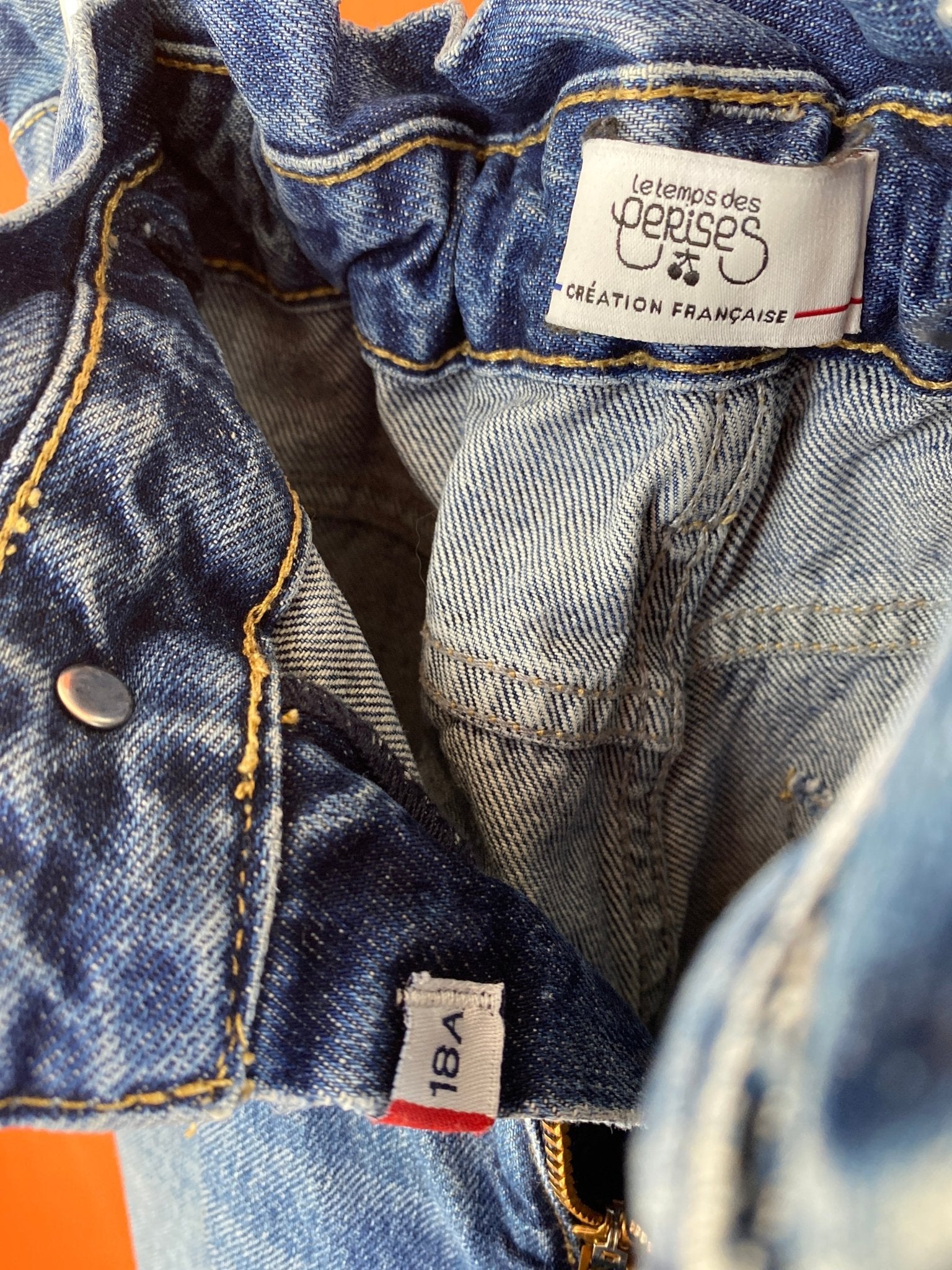 Jean large « Le Temps des Cerises » bleu taille élastique femme XS - S - Trésor