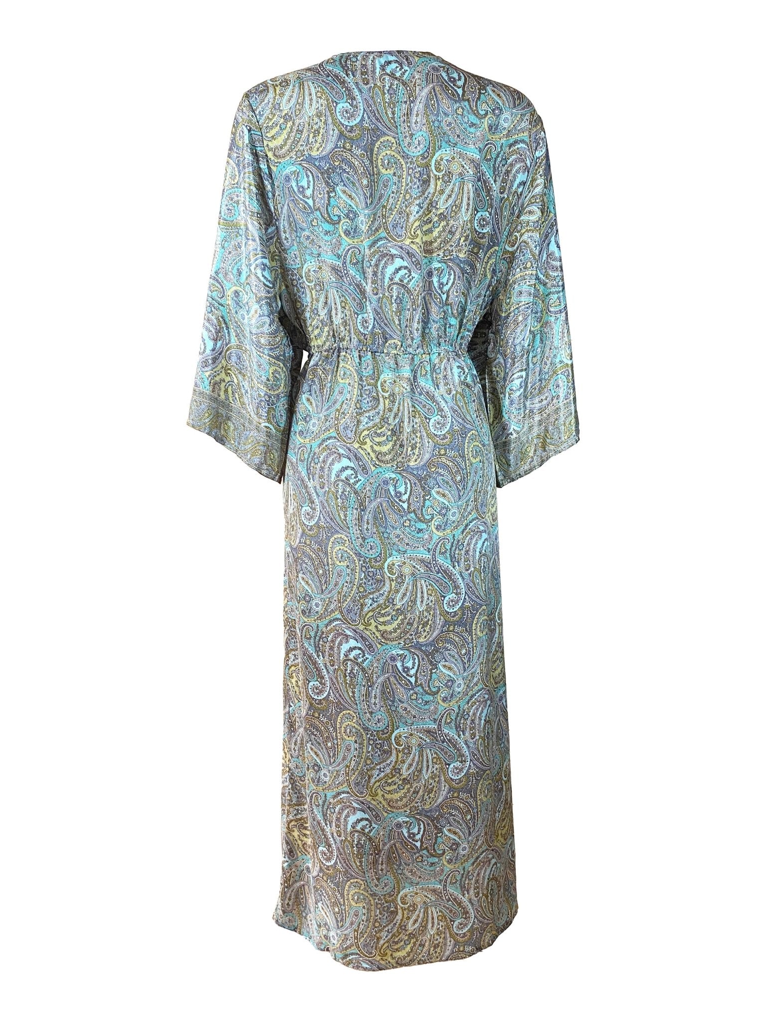 Kimono en soie Boho Style Vert Femme TU - Trésor - mode circulaire