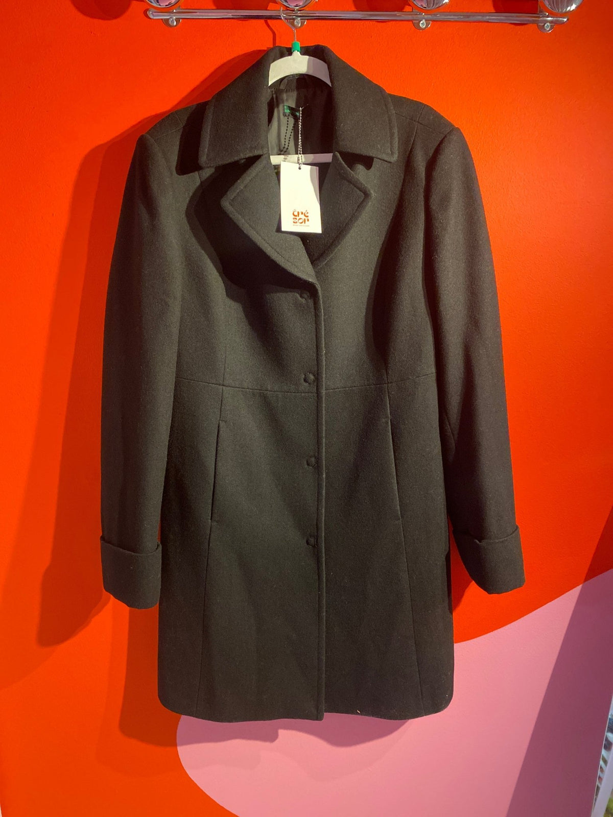Manteau Benetton 65% laine femme XL - Trésor