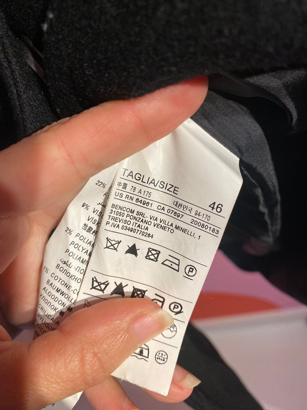 Manteau Benetton 65% laine femme XL - Trésor