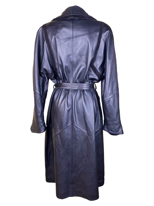 Manteau long / trench - coat en cuir AMGE Noir Femme L - XL - Trésor