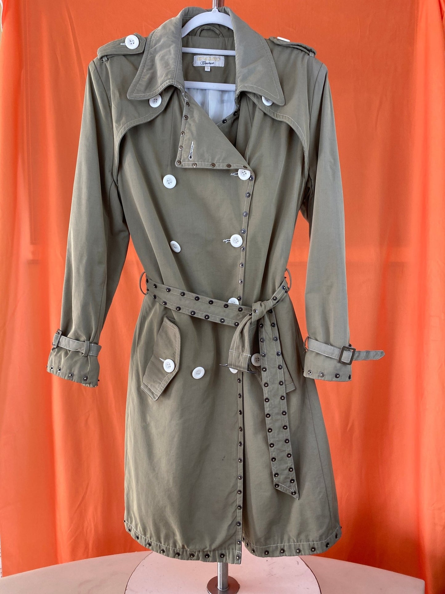 Manteau long trench - coat vert kaki femme L - XL - Trésor
