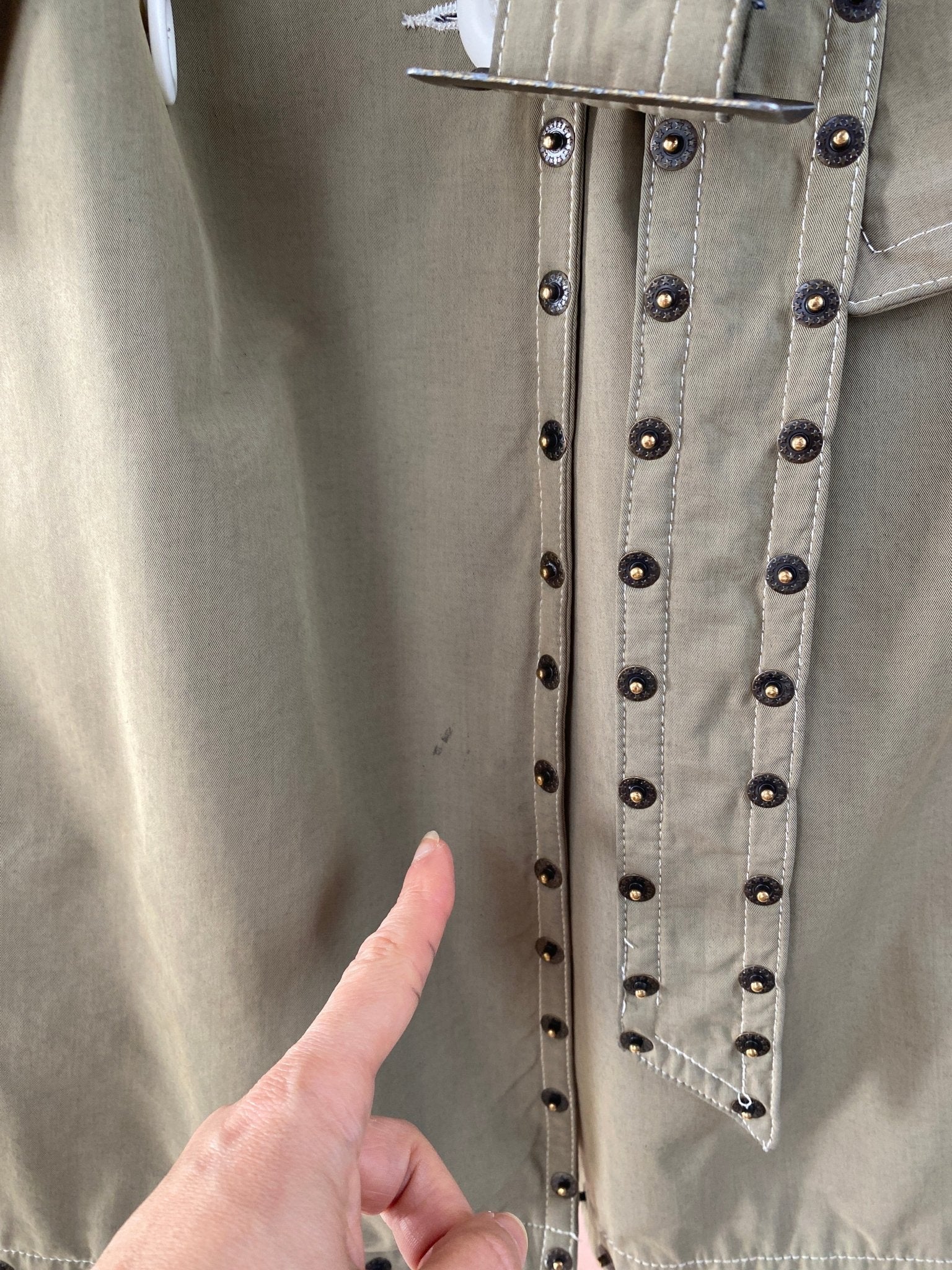 Manteau long trench - coat vert kaki femme L - XL - Trésor