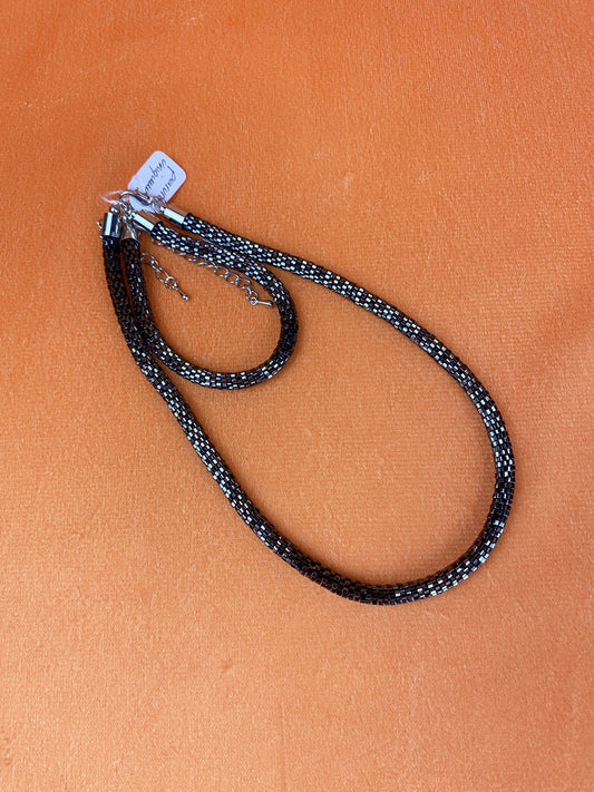 Parure collier et bracelet Perles haut de gamme Noir Femme - Trésor