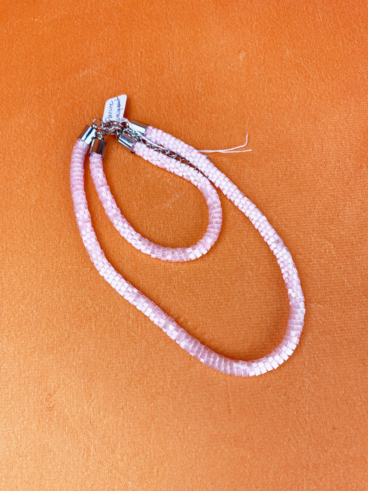 Parure collier et bracelet Perles Rose Femme - Trésor