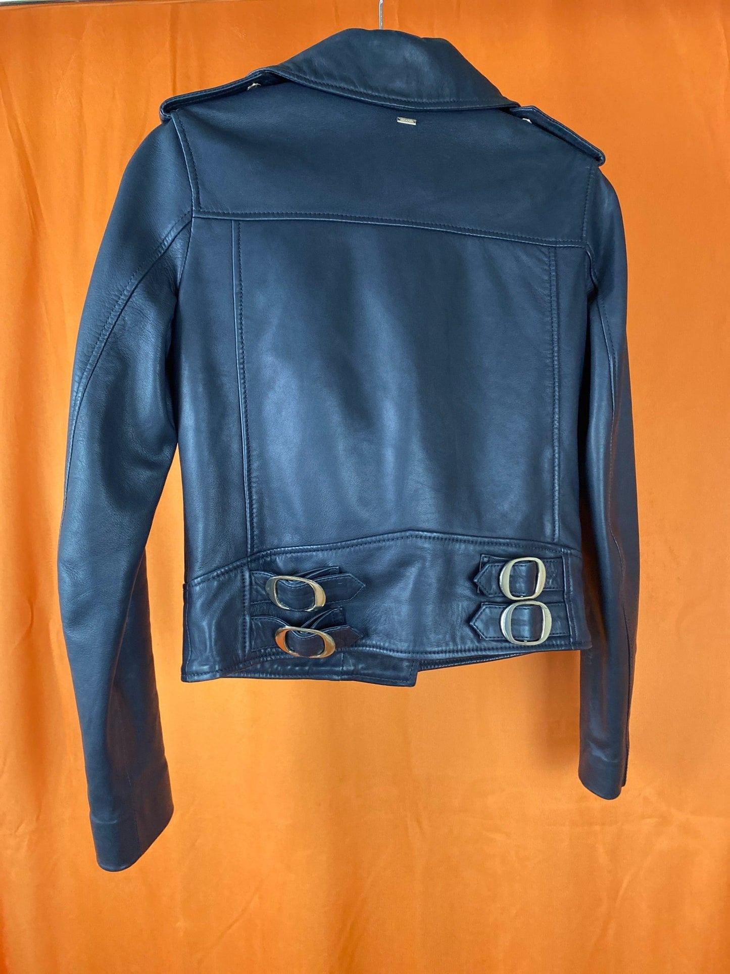 Perfecto/blouson en cuir IKKS bleu et argent femme S - Trésor