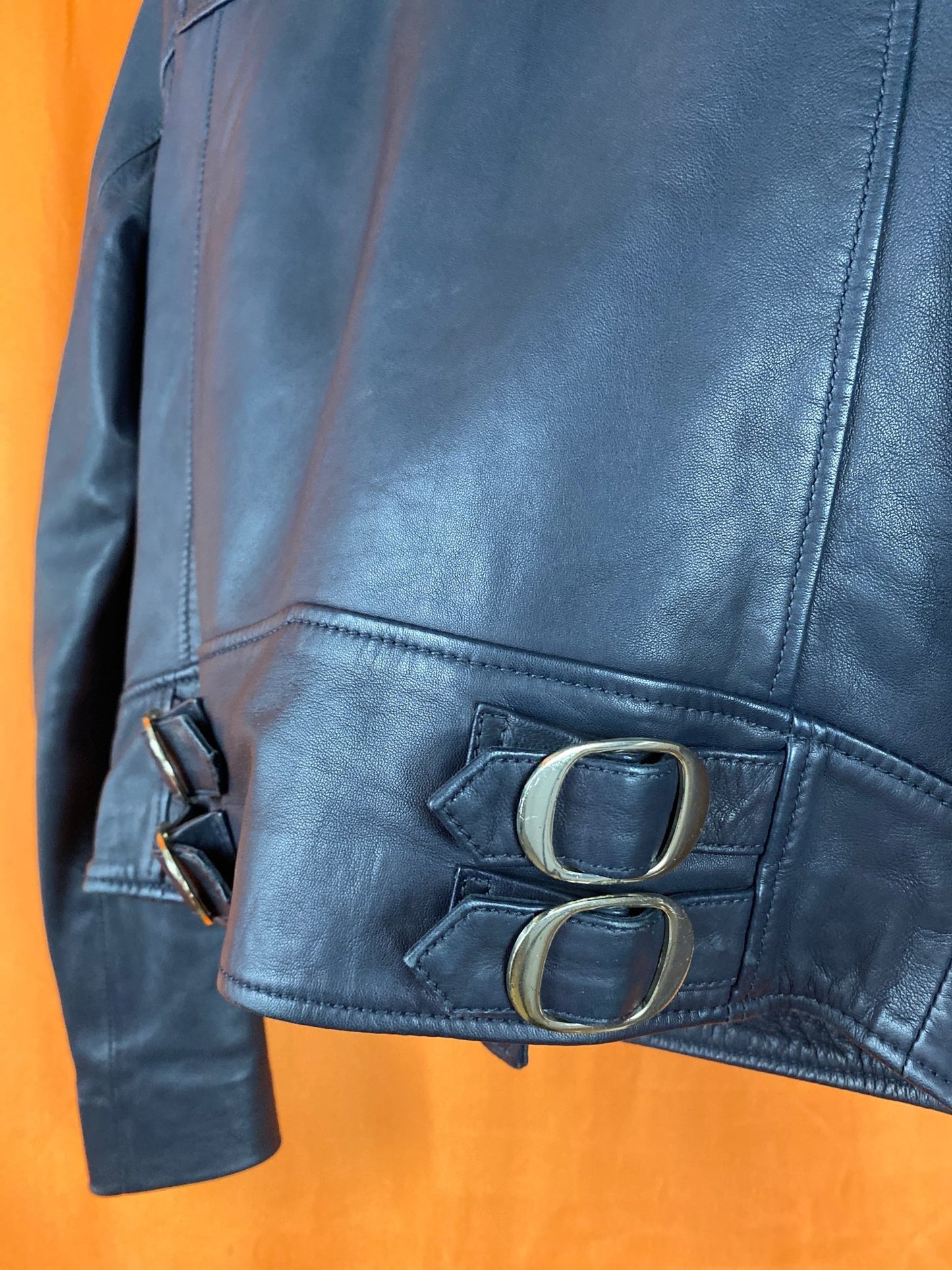 Perfecto/blouson en cuir IKKS bleu et argent femme S - Trésor