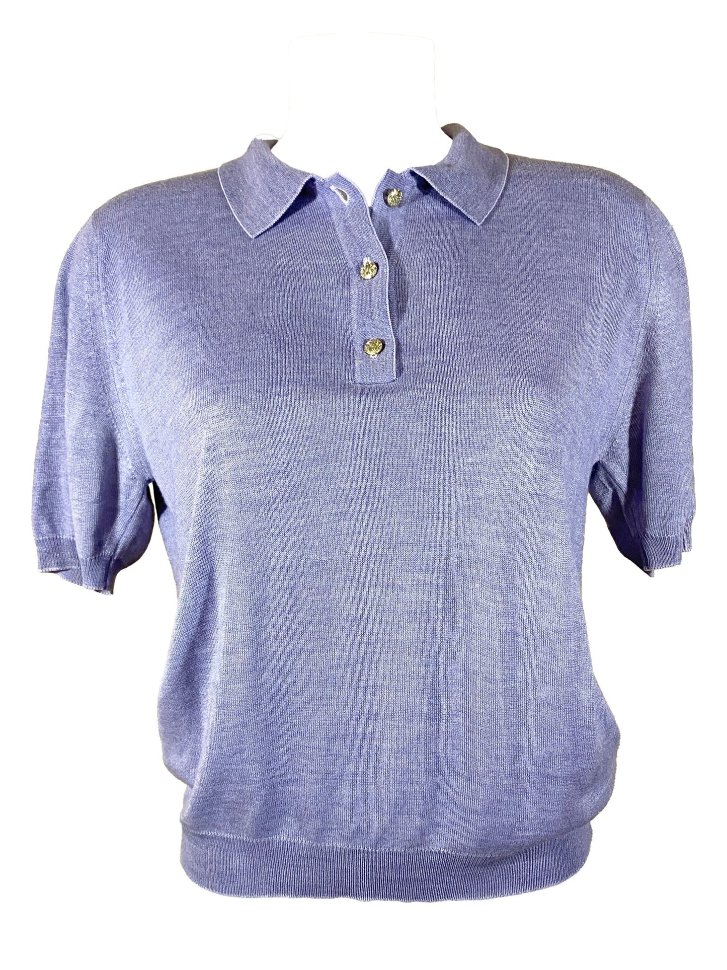 Polo vintage teint en bleu/violet Femme L - Trésor - mode circulaire
