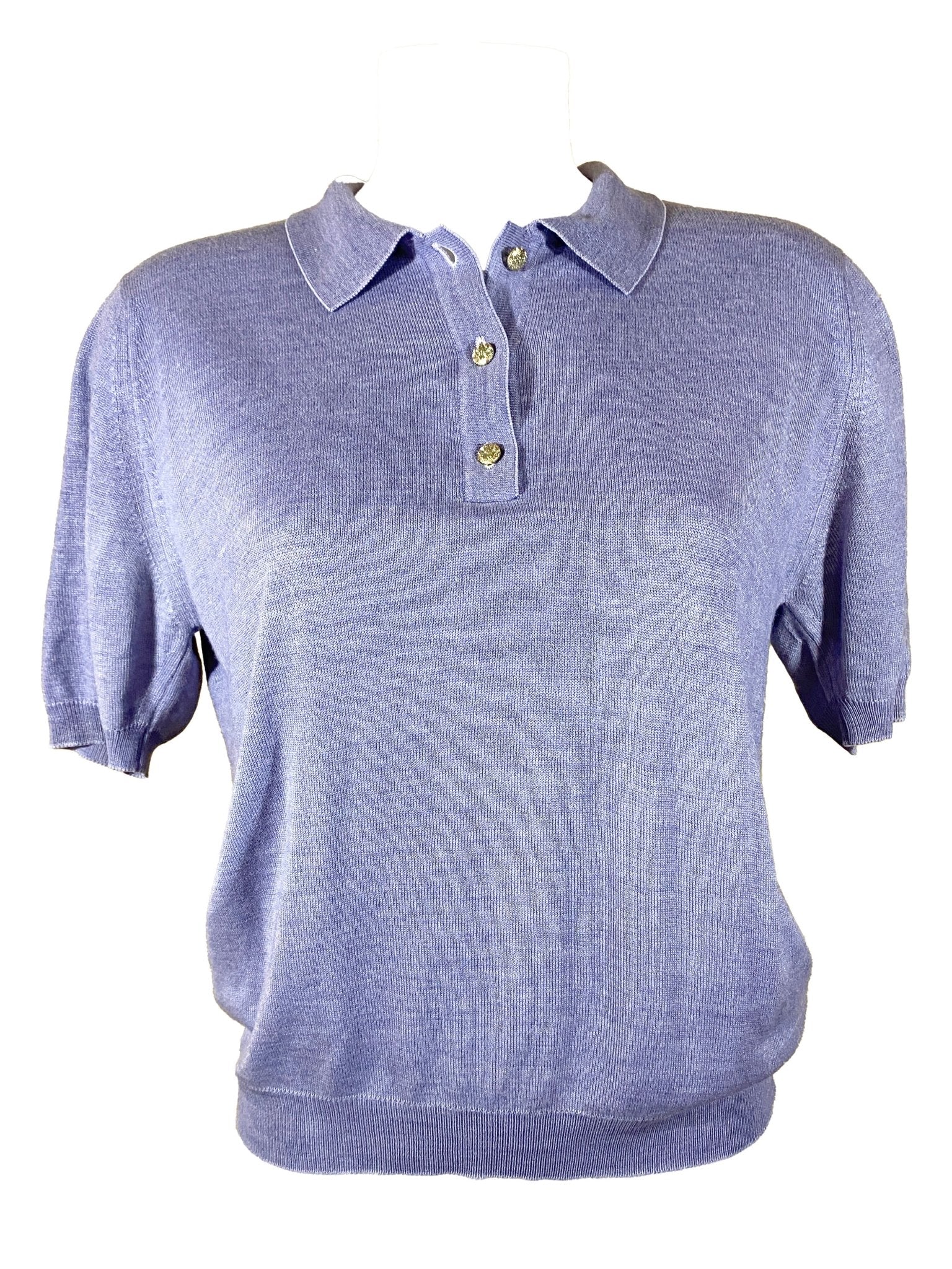 Polo vintage teint en bleu/violet Femme L - Trésor - mode circulaire