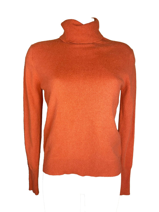 Pull col roulé orange - rouge cachemire Esthème M - Trésor