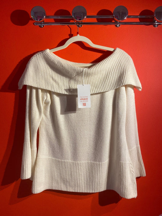 Pull épaules dénudées made in France blanc cassé Femme L - Trésor