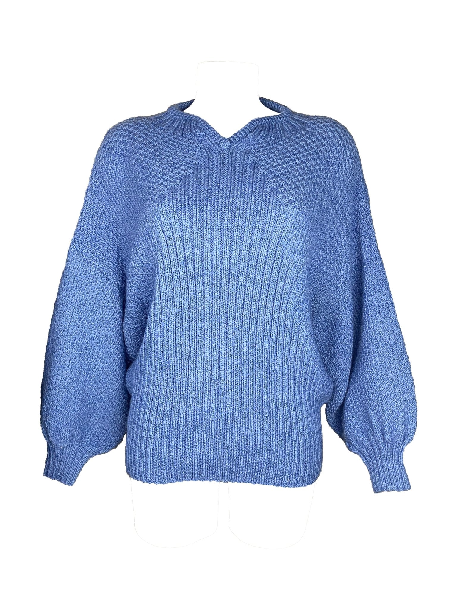 Pull Vintage bleu Femme L manches chauves souris - Trésor