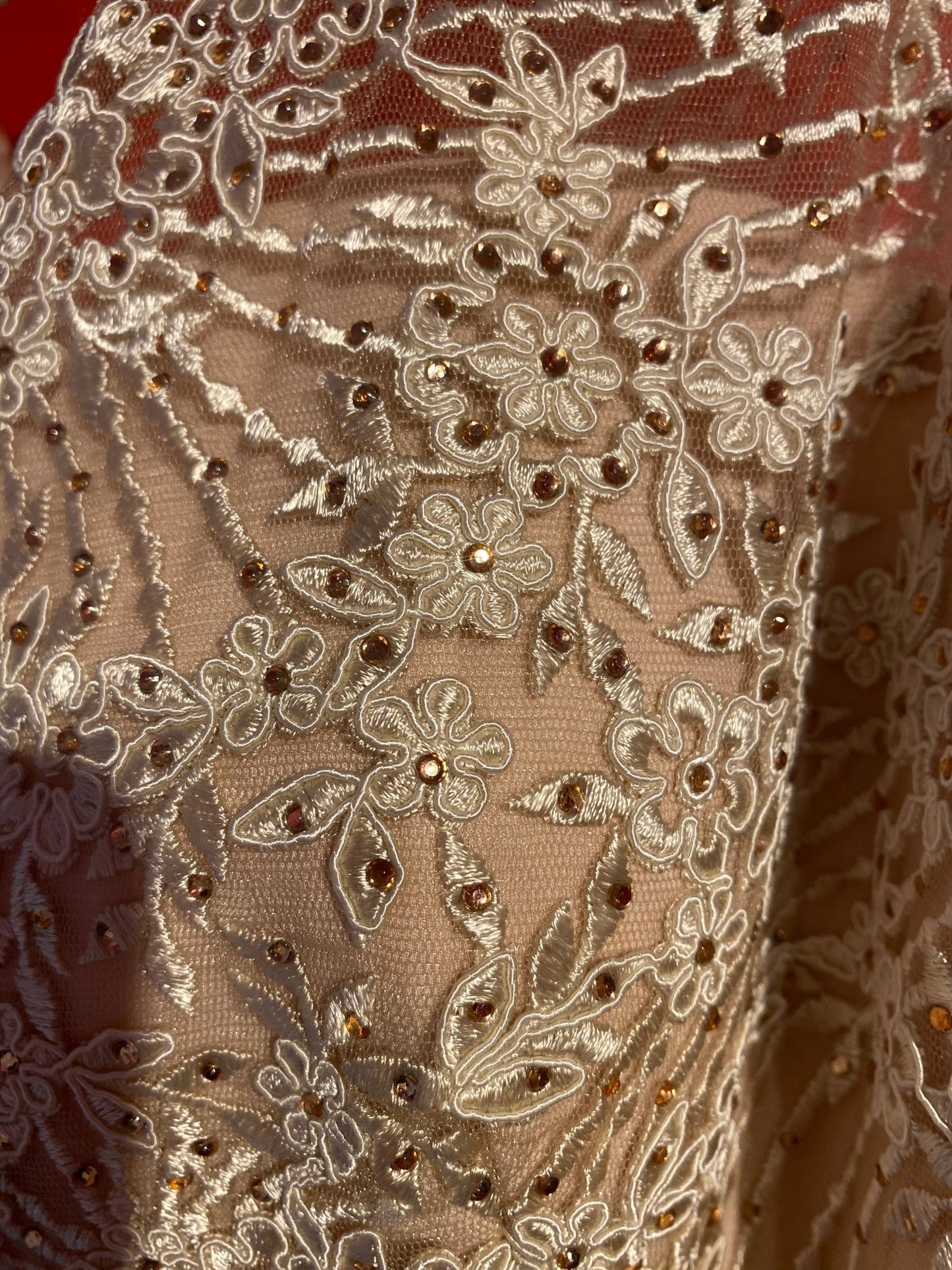 Robe de cérémonie avec strass beige - rosée "Fashion NY" XXL - 3XL - Trésor