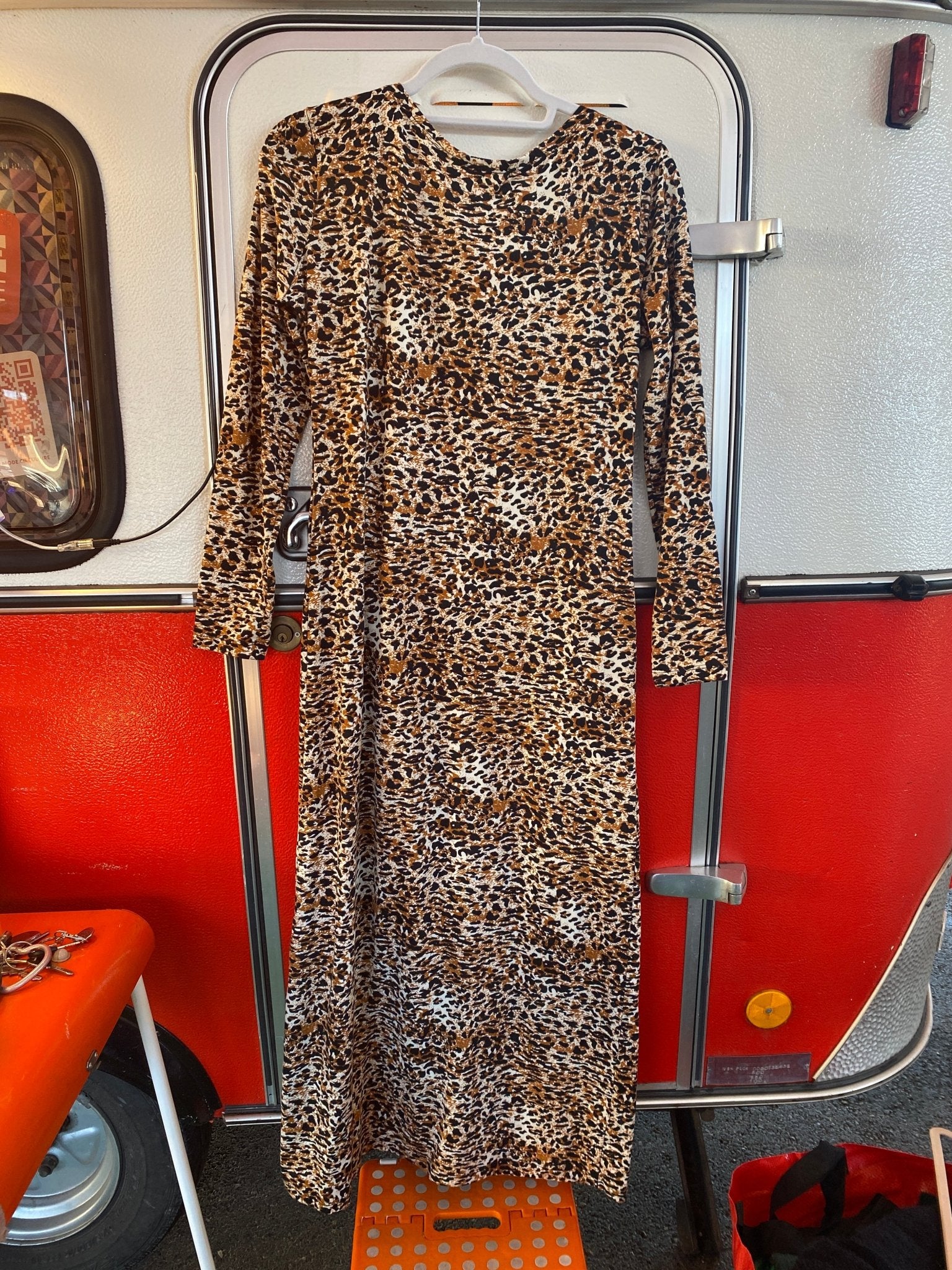 Robe longue léopard beige femme S - Trésor