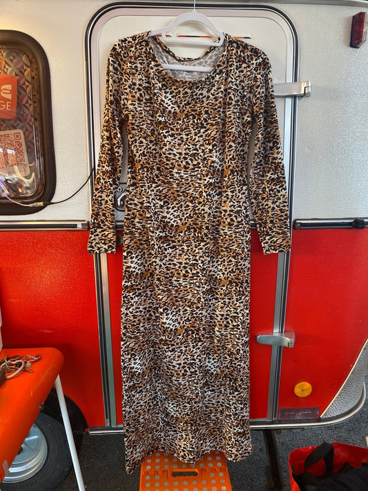 Robe longue léopard beige femme S - Trésor