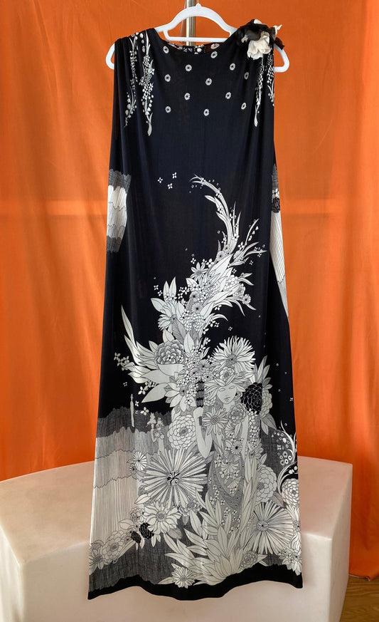 Robe longue vintage esprit 60´s femme noir et blanc M - L - Trésor