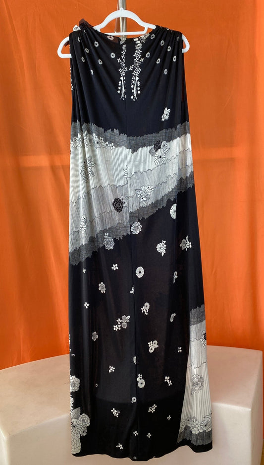 Robe longue vintage esprit 60´s femme noir et blanc M - L - Trésor