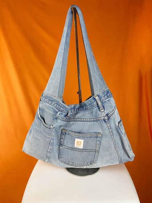 Sac "Samossa" - denim bleu clair vintage - upcycling - Trésor